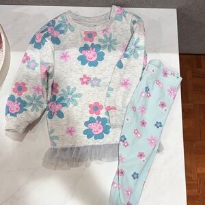 Peppa Pig Gray, Light Blue & Pink Floral Set